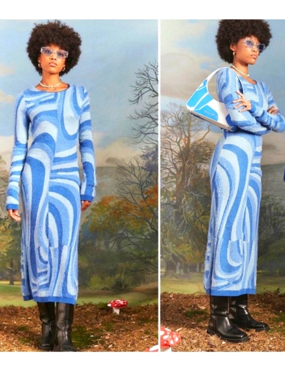 House of Sunny Blue Moon Dress size 4 fuzzy eyelash knit